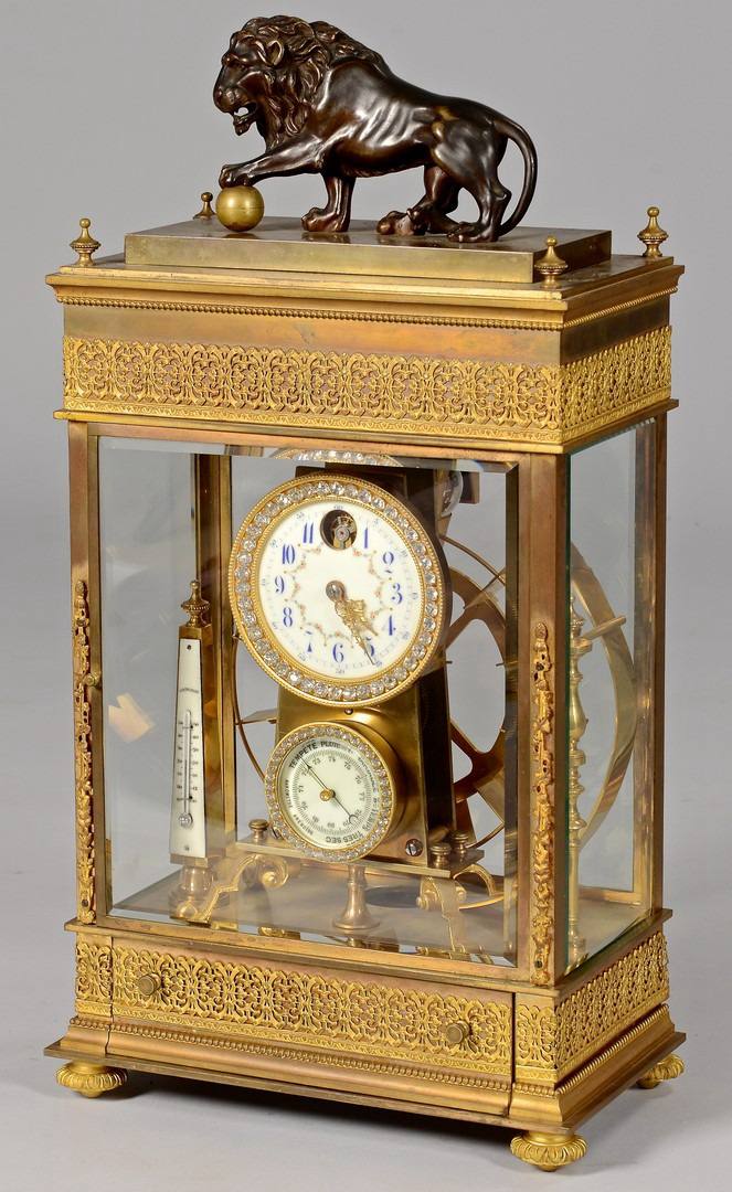 French Gilt Bronze Falling Ball Mantel Clock