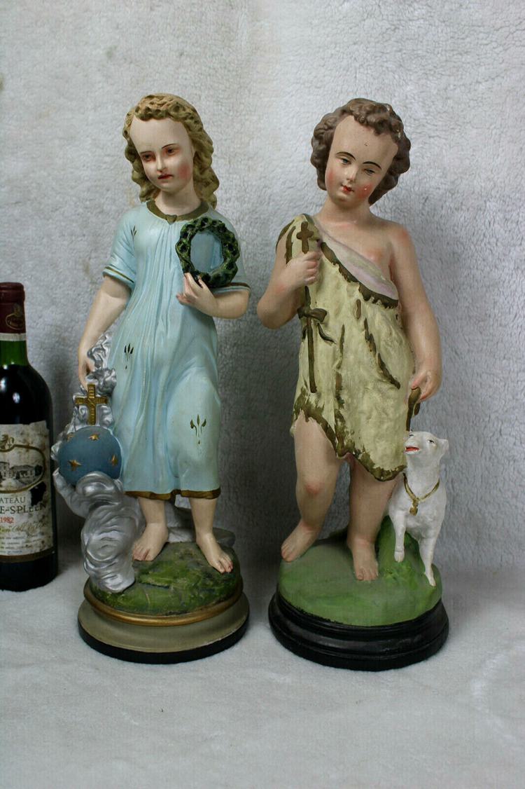 French Jesus and John the Baptist Pair