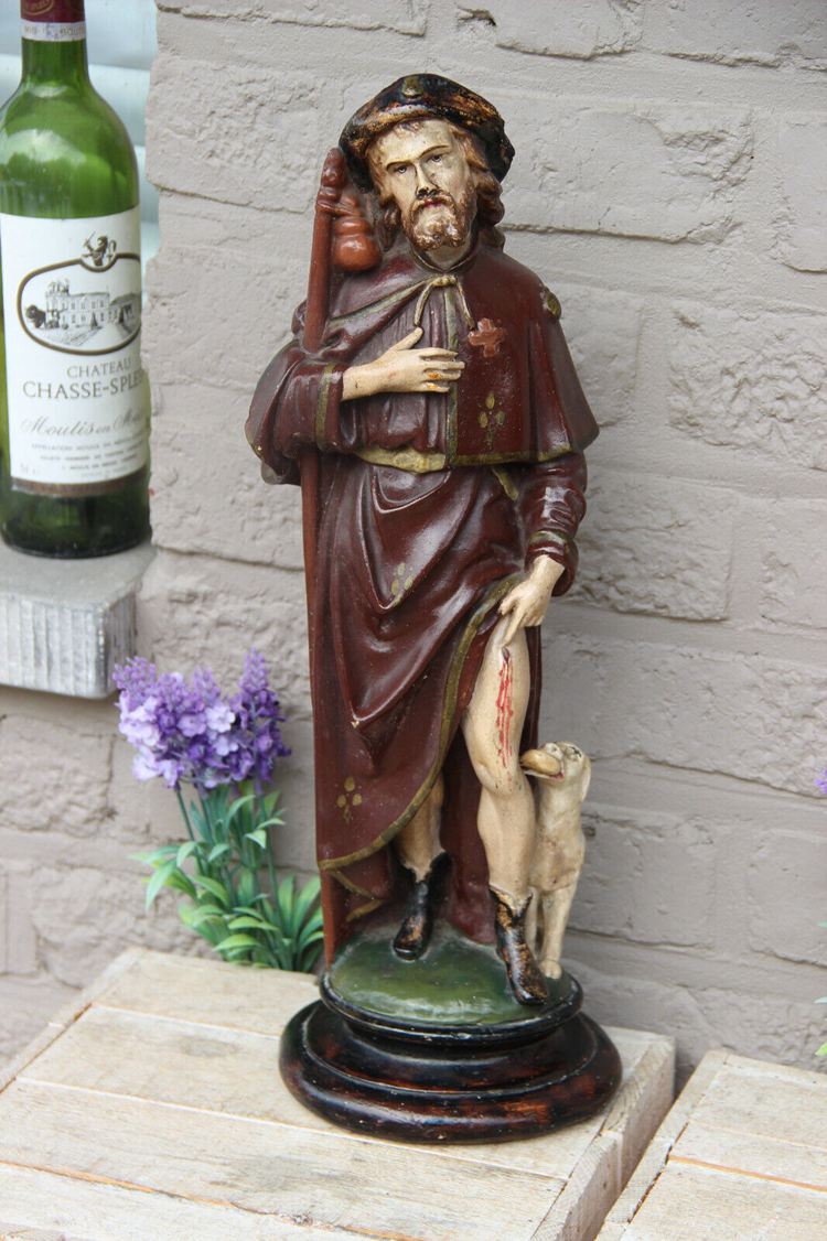Saint Roch & Dog Chalkware Figurine