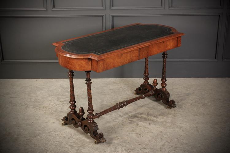 more delicate Victorian walnut burr library table