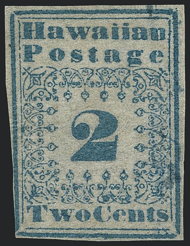 1851 2c Blue Hawaiian Missionary Stamp Unused