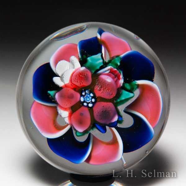 1860s New England Glass Company Upright Bouquet and Torsade Paperweight