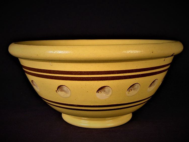 19th Century Yellow ware Bowl With Cat's Eyes