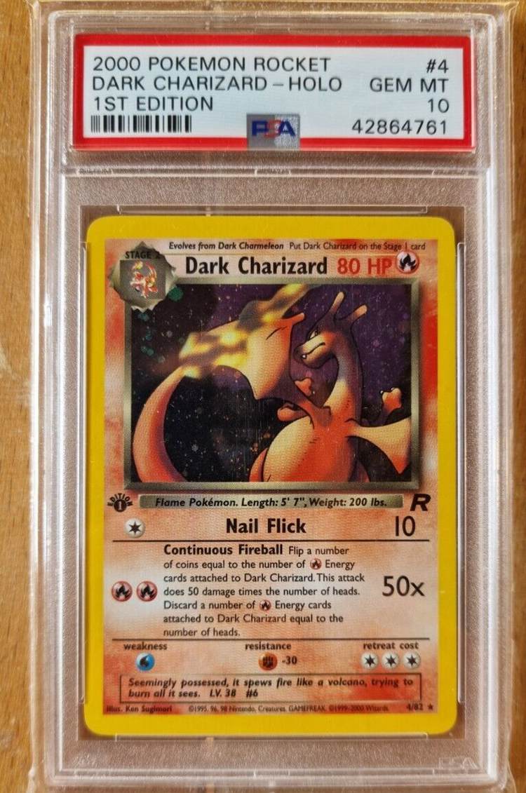 2002 Team Rocket Holographic Dark Charizard Pokemon Card (1st Edition)
