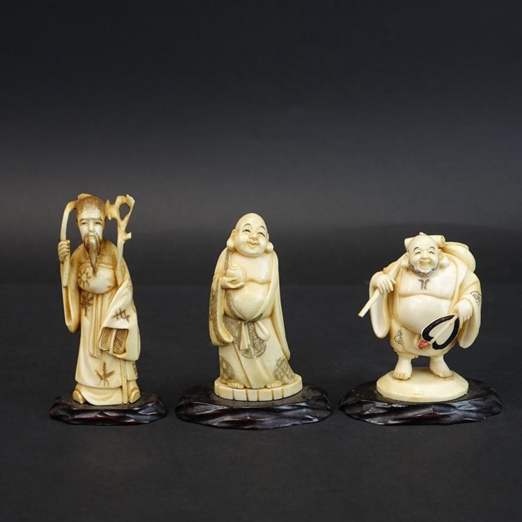 3 Antique Chinese Polychrome Figurines sold for $150