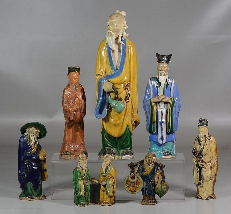 7 Chinese Pottery Mudmen Figurines sold for $250