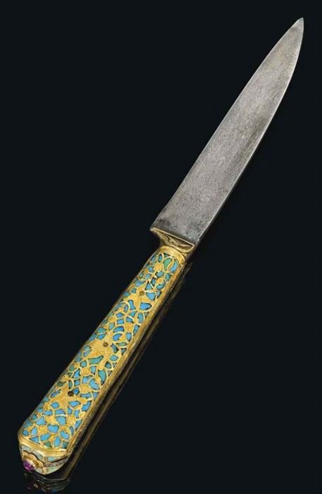 A Gold and Turquoise Hilted Knife From the Ottoman Empire