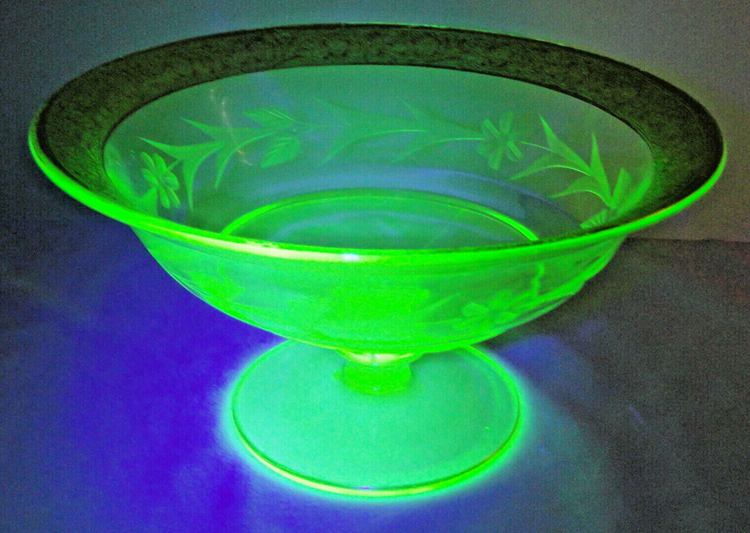 Antique Uranium Green Wheel Cut Glass