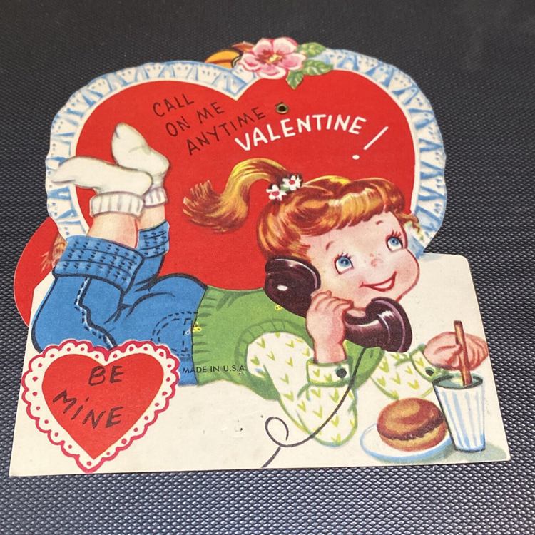 Be Mine, Telephone Girl, Vintage Valentine Card