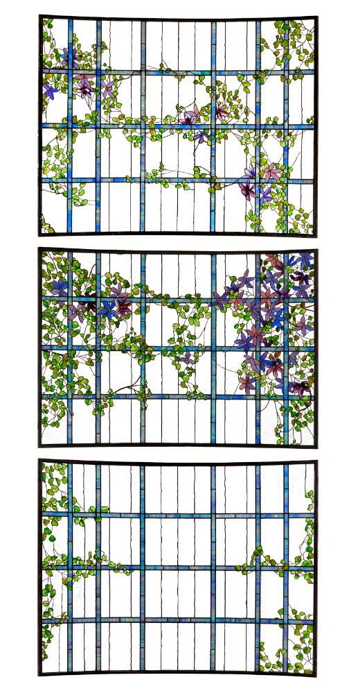 'CLEMATIS' THREE-PANEL SKYLIGHT, FOR HARBEL MANOR, AKRON, OHIO, CIRCA 1915 sold for $315,000