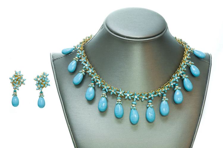 Coco Chanel Turquoise Necklace Earrings Setvalue