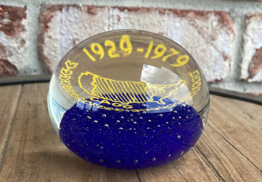 Collectable Glass Paper Weight 1929-1979 COAG