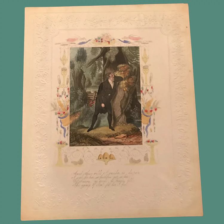 Despondent Lover, 1830s Valentine card