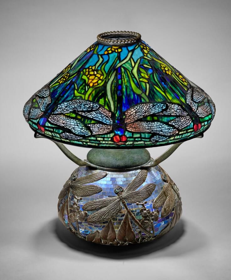EARLY AND RARE 'DRAGONFLY AND WATERFLOWERS' TABLE LAMP, CIRCA 1900 sold for $756,000