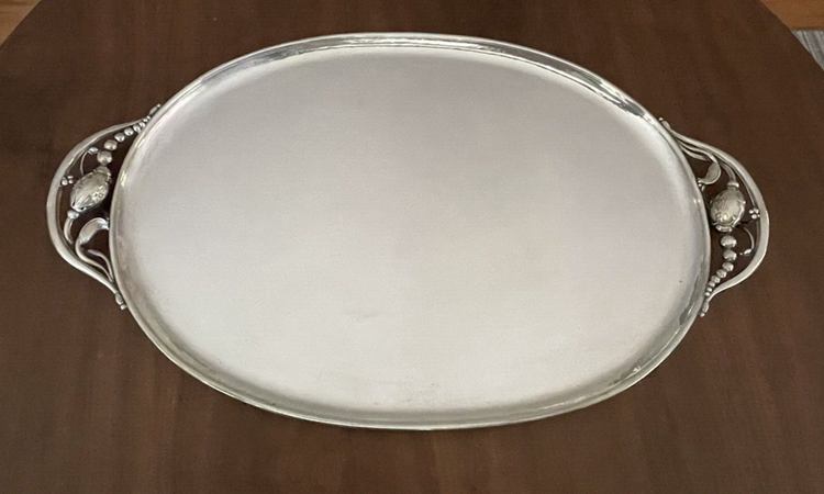Georg Jensen Sterling Silver Blossom Lg. Oval Tray 2E sold for $5,377.00