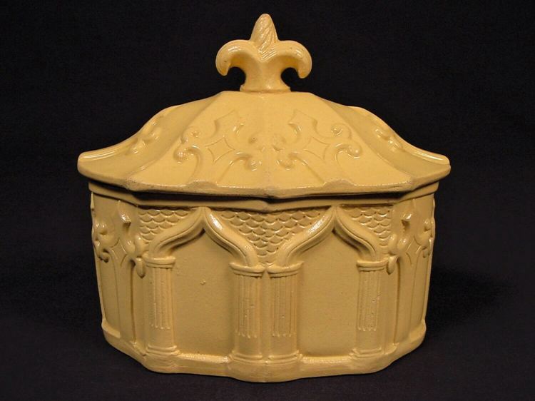 Gothic Style Vintage Yellowware Sugar Bowl