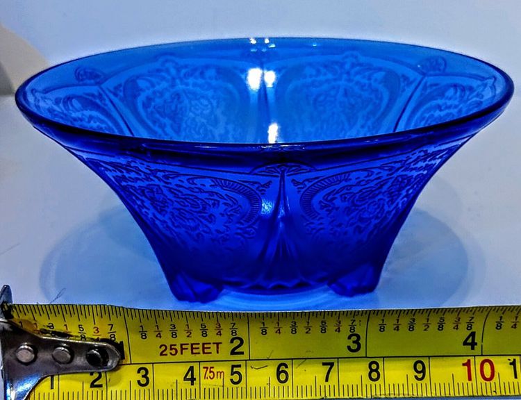Hazel Atlas Royal Lace Cobalt Blue Depression Glass Nut Bowl