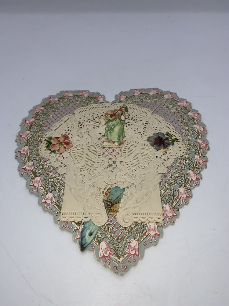 Heart Shaped Paper Lace, Antique Valentine Card