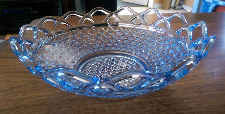 Imperial Lace Blue Depression Glass Bowl