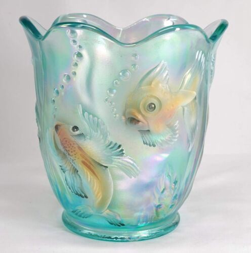 Opalescent Iridescent Atlantis Fish Vase