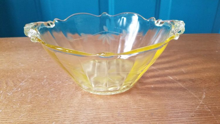 Pauline Topaz Yellow Depression Glass Elegant Bowl