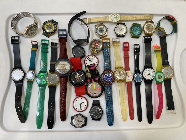 RARE Vintage Swatch Pop Swatch Swiss Quartz Watch Lot Retro Skeleton 1980s-1990s