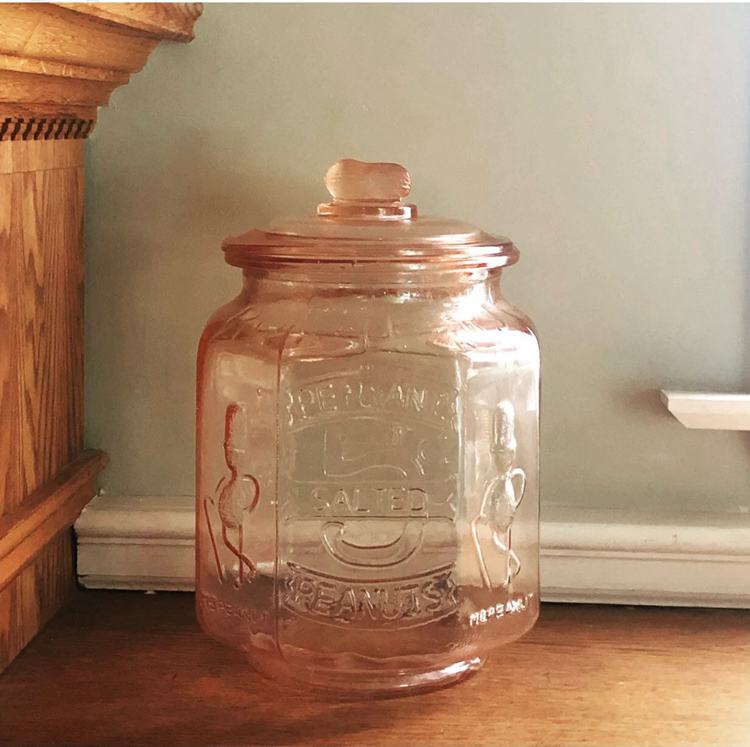 Vintage Pink Depression Glass Planters Peanut Jar