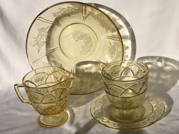 Yellow Federal Depression Glass Cabbage Rose Bowl