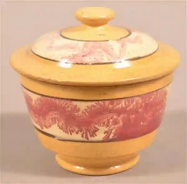Yellow ware Sugar Bowl With Lid