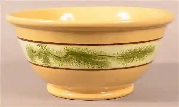Yellowware Mixing Bowl Seaweed DecorationYellowware Mixing Bowl Seaweed Decoration