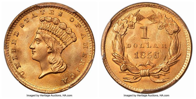 $1 1856 Large Indian Head Gold Dollar