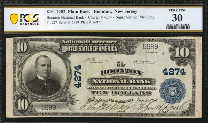 $10 1902 Plain Back