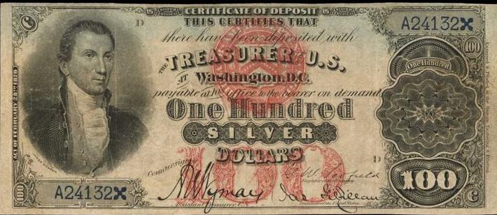 1878 $100 Silver Certificate of Deposit