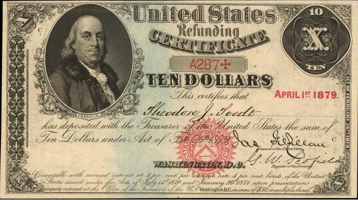 1879 $10 Refunding Certificate