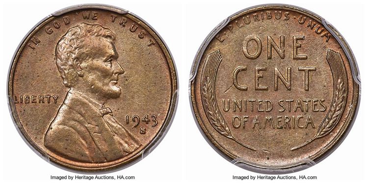 1943-S Lincoln Cent Struck on Bronze Alloy