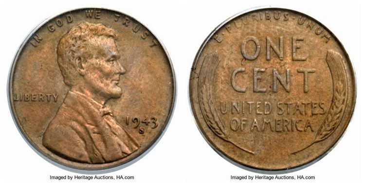 1943-S Lincoln Cent Struck on Bronze
