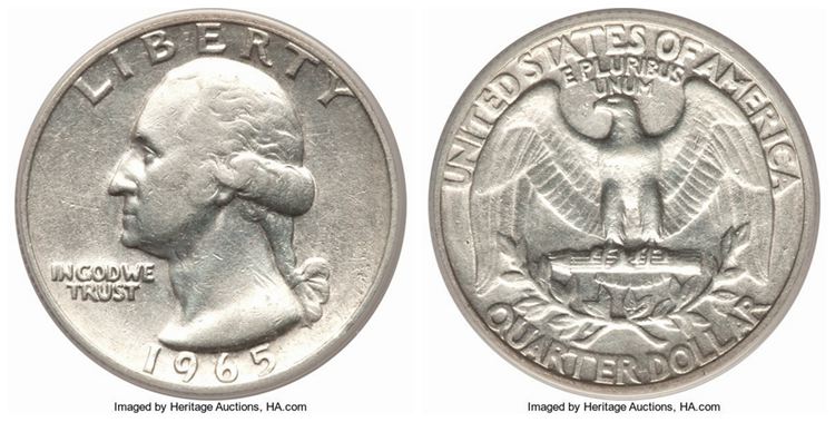 1965 Washington Quarter’ Struck On A 90% Silver Blank