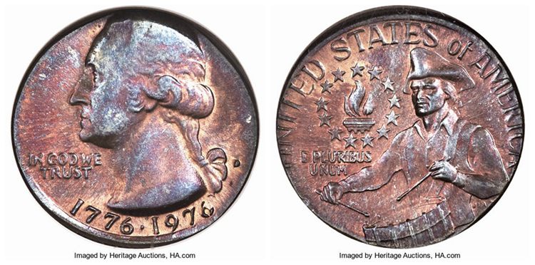 1976-S Bicentennial Quarter'Struck on a Liberia Five Cent Planchet