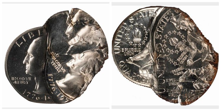 1976-S Washington Bicentennial Quarter'Copper-Nickel Clad Struck Five Times