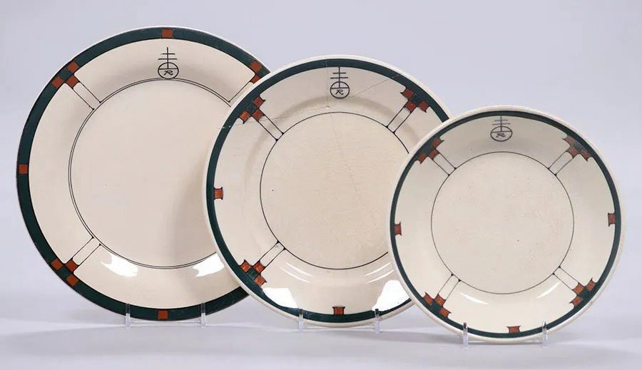 3 Roycroft Buffalo China Plates c1920s