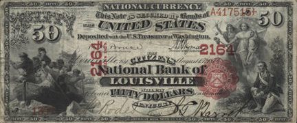 $50 The Citizens National Bank, Louisville, KY 1875
