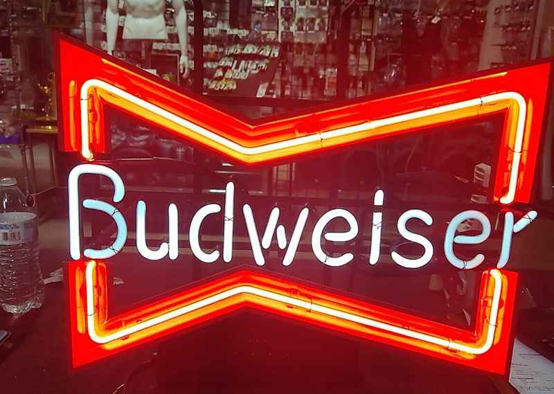 Budweiser Bow Tie Neon Beer Sign Vintage