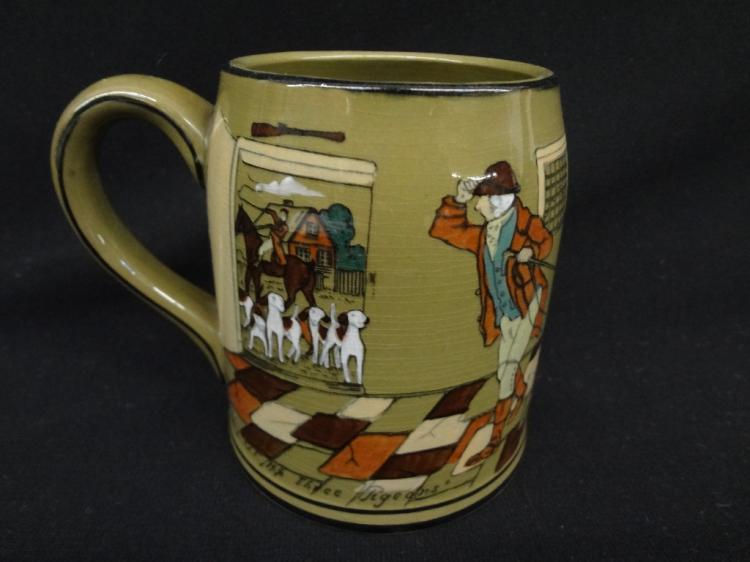 Buffalo Pottery Deldare Ware Tankard“At the Three Pigeons”W. Foster