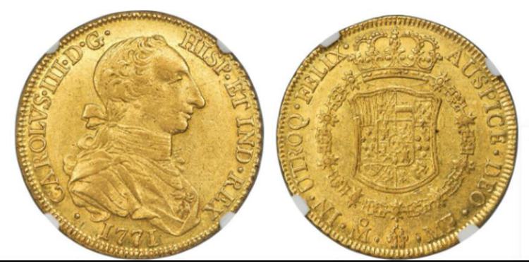 Charles III gold 8 Escudos