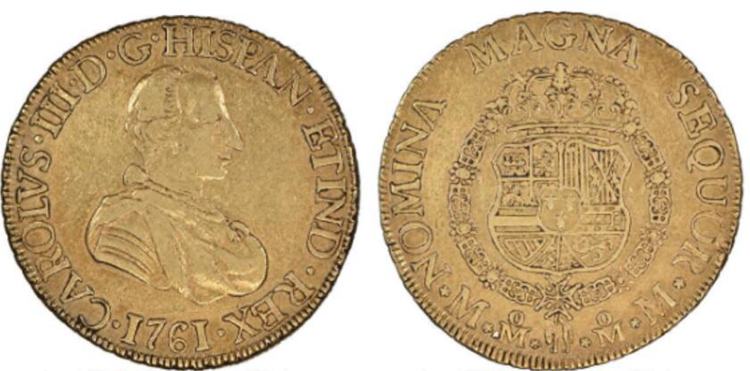 Charles III gold 'Order on Chest' 8 Escudos