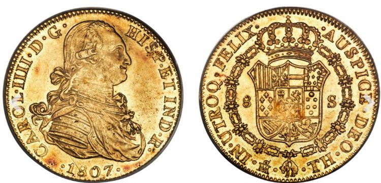 Charles IV gold 8 Escudos