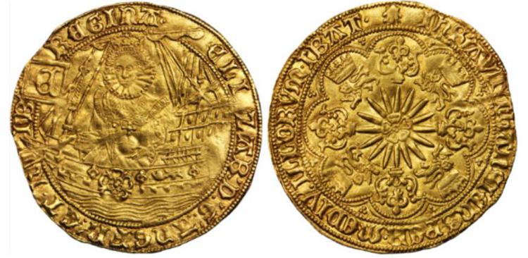Elizabeth I, 1558-1603. Ryal, ND (1585-87). Escallop