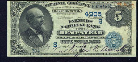 Farmers National Bank of Hempstead, Texas 1882