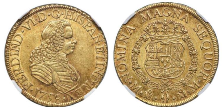 Ferdinand VI gold 8 Escudos
