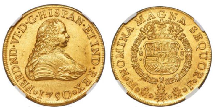 Ferdinand VI gold 8 Escudos'1750
